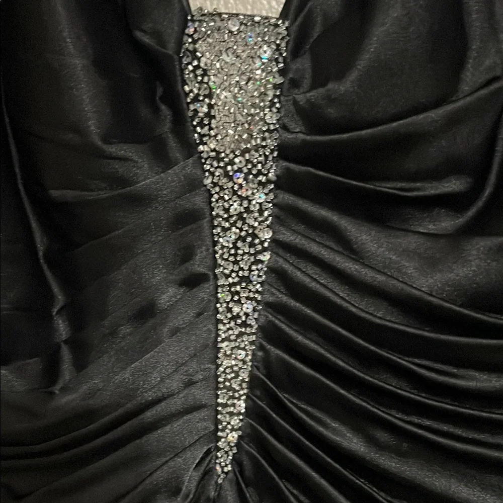Night Moves Prom Collection Black Ruched Backless Gown - Picture 3 of 10